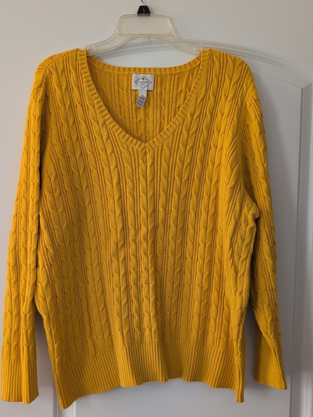 St. John's Bay Yellow Cable Knit V-Neck Sweater